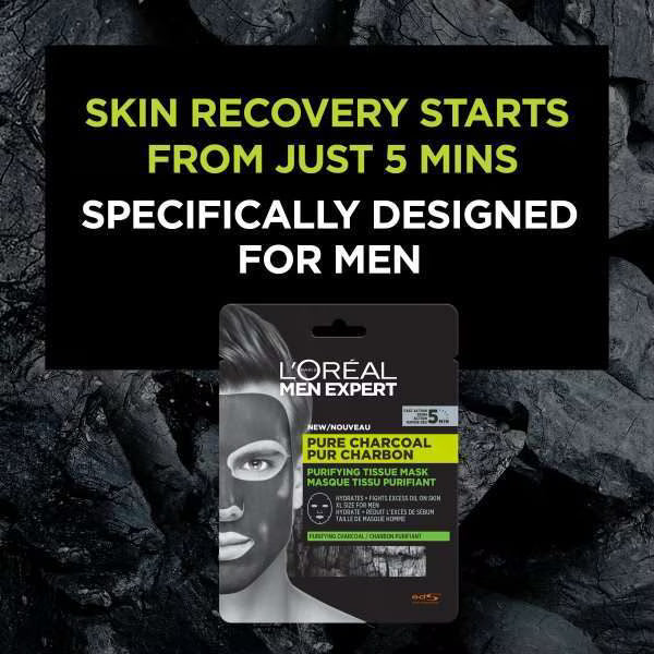 L'Oréal Men Expert Charcoal Sheet Mask 1 Pack, UK version
