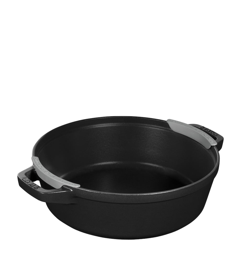 Staub 3-piece round stackable cast iron cocotte set with 1.9L, 2.9L, and 4L capacities (British brand)
