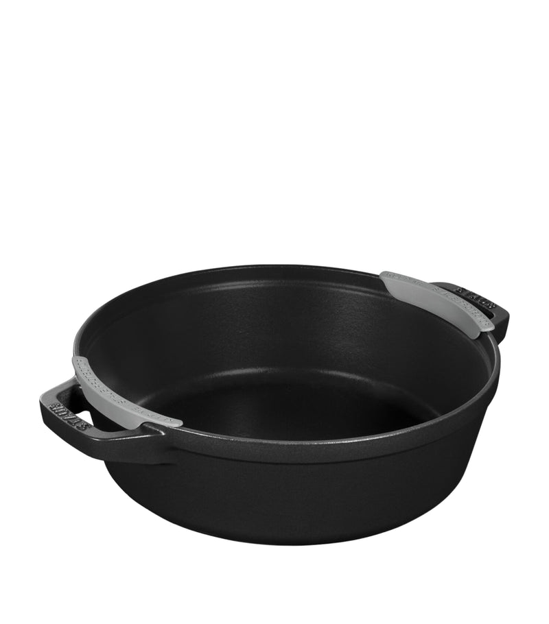 Staub 3-piece round stackable cast iron cocotte set with 1.9L, 2.9L, and 4L capacities (British brand)