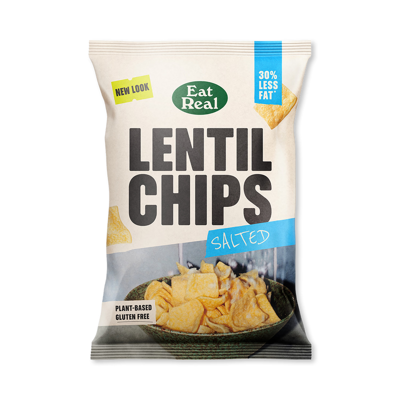 Eat Real salted lentil chips 95g bag (British brand)
