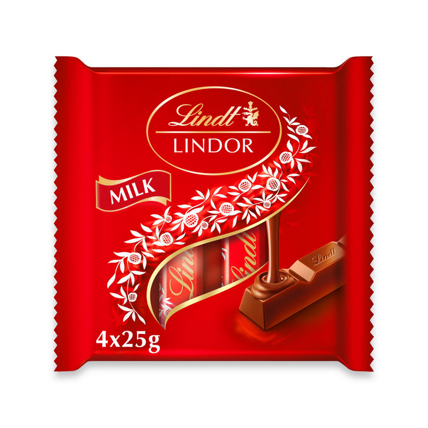 Lindt Lindor Milk Chocolate Bars Multipack 4 x 25g GOODS ASDA   