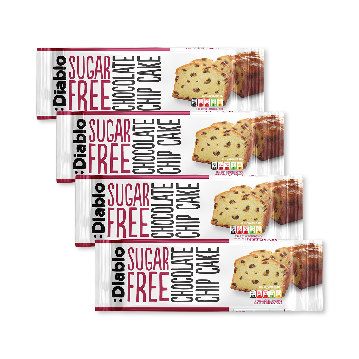 Diablo sugar free chocolate chip cake pack of 4 - British product