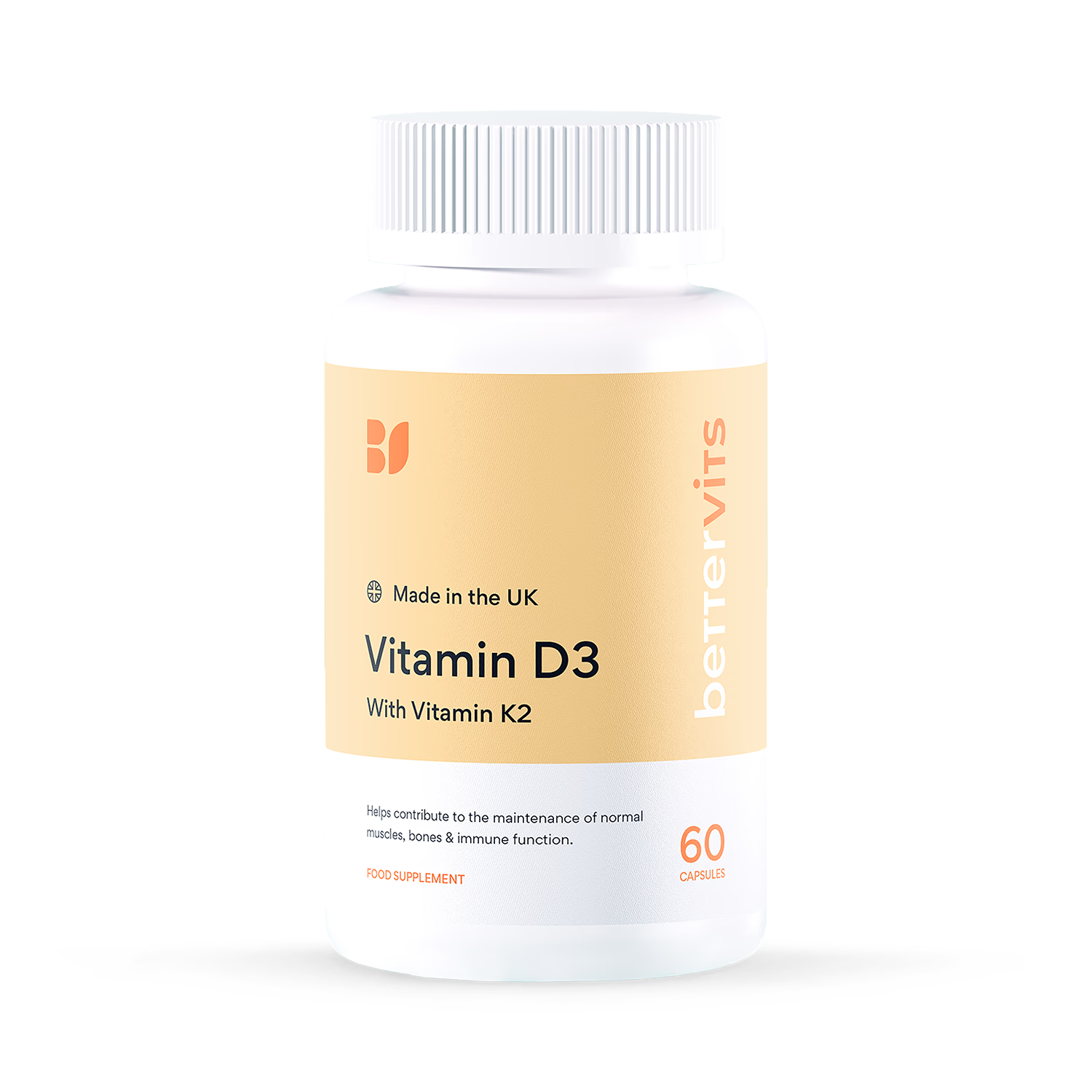 Bettervits Vitamin D3 K2 60 capsules (British brand)