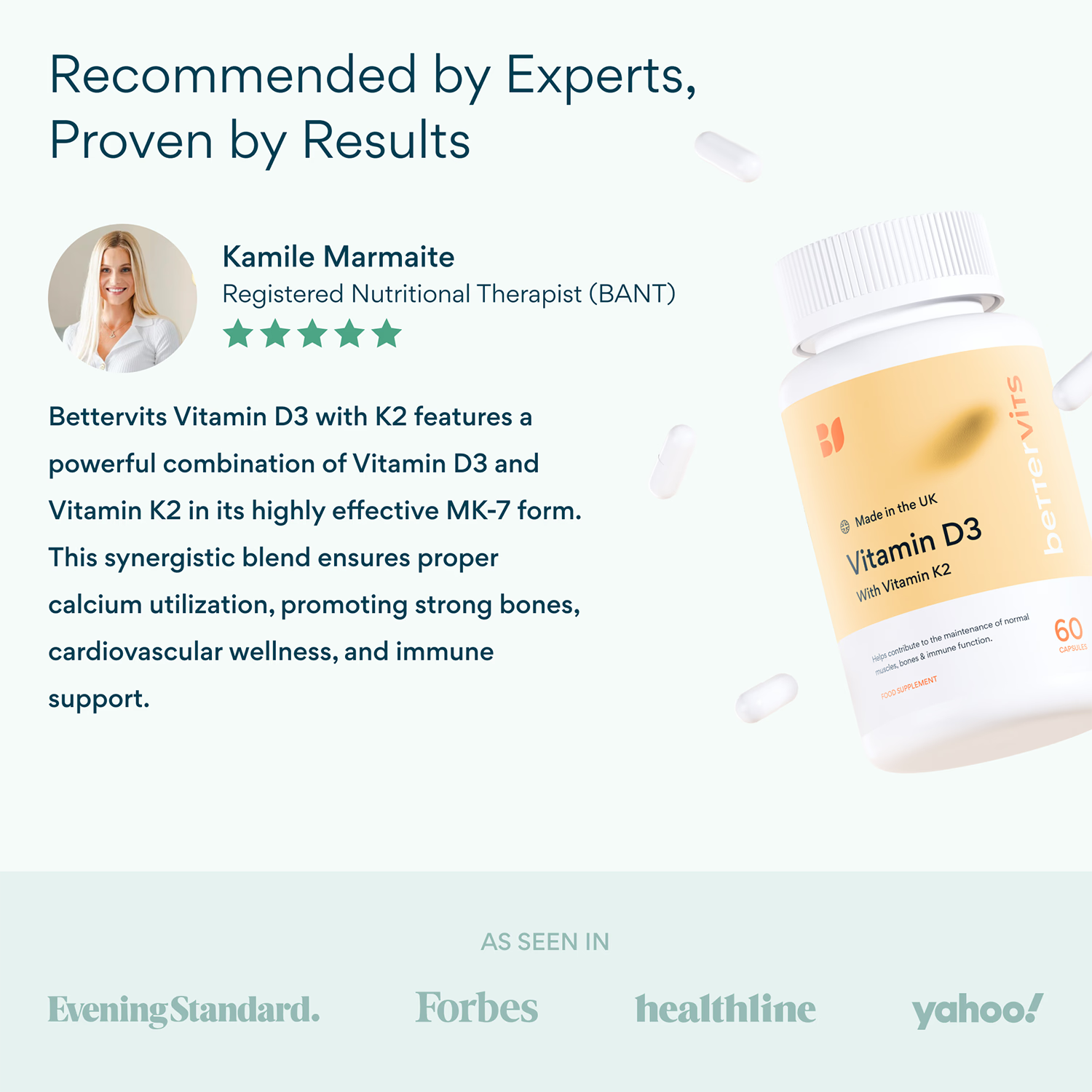 Bettervits Vitamin D3 K2 60 capsules (British brand)