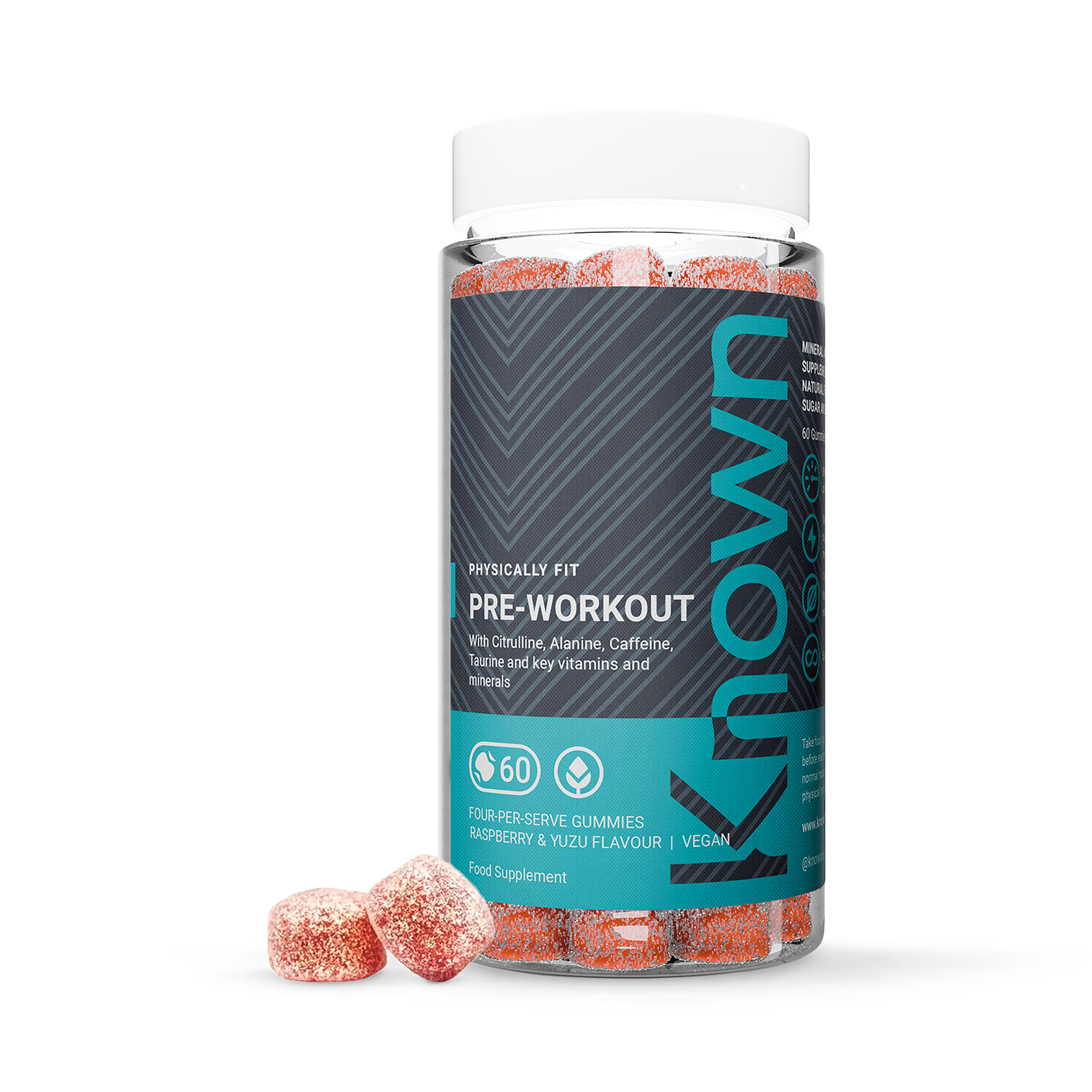 Known pre-workout gummies raspberry yuzu 60 gummies British brand