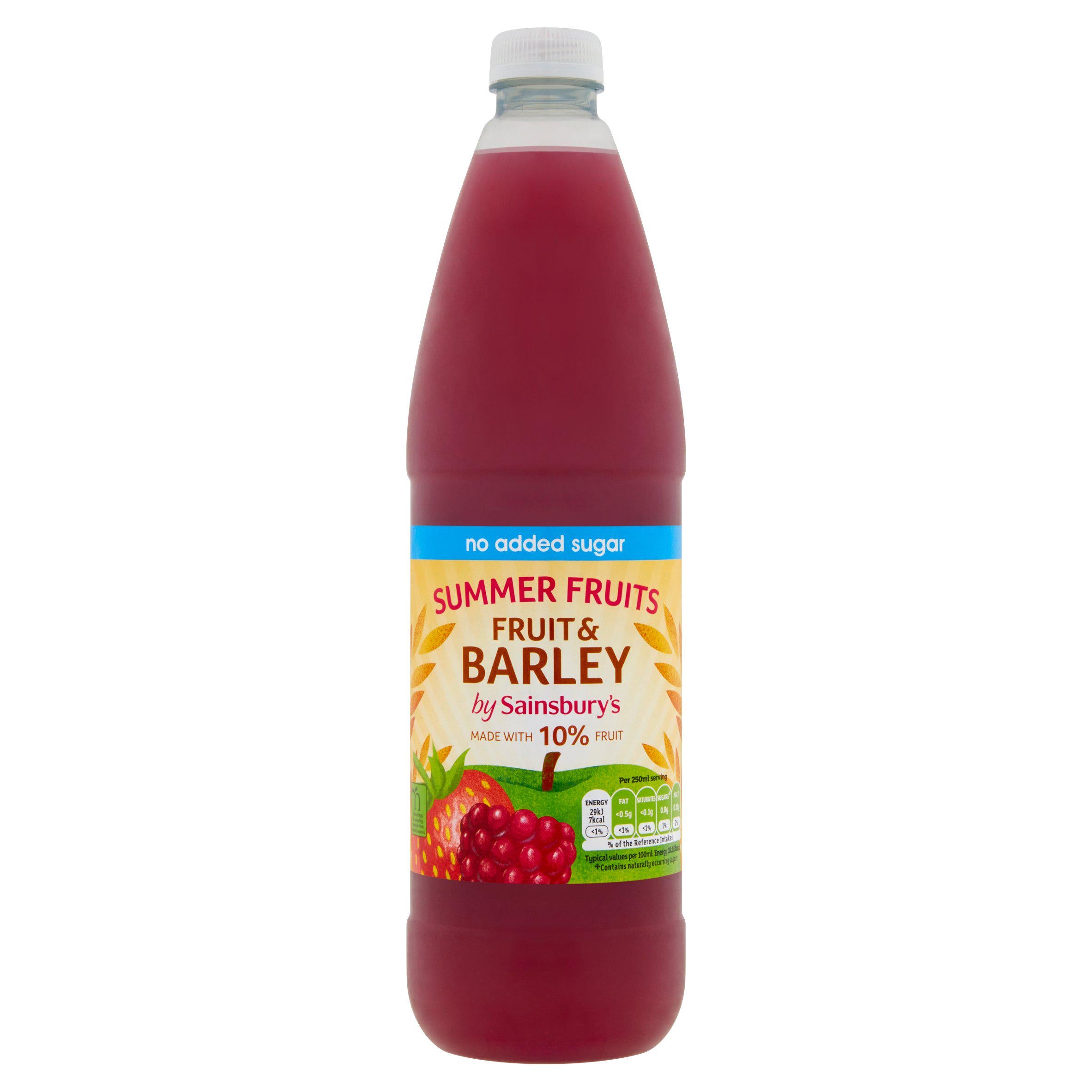 Sainsbury's Fruit and Barley Summer Fruits No added Sugar 1L GOODS Sainsburys   