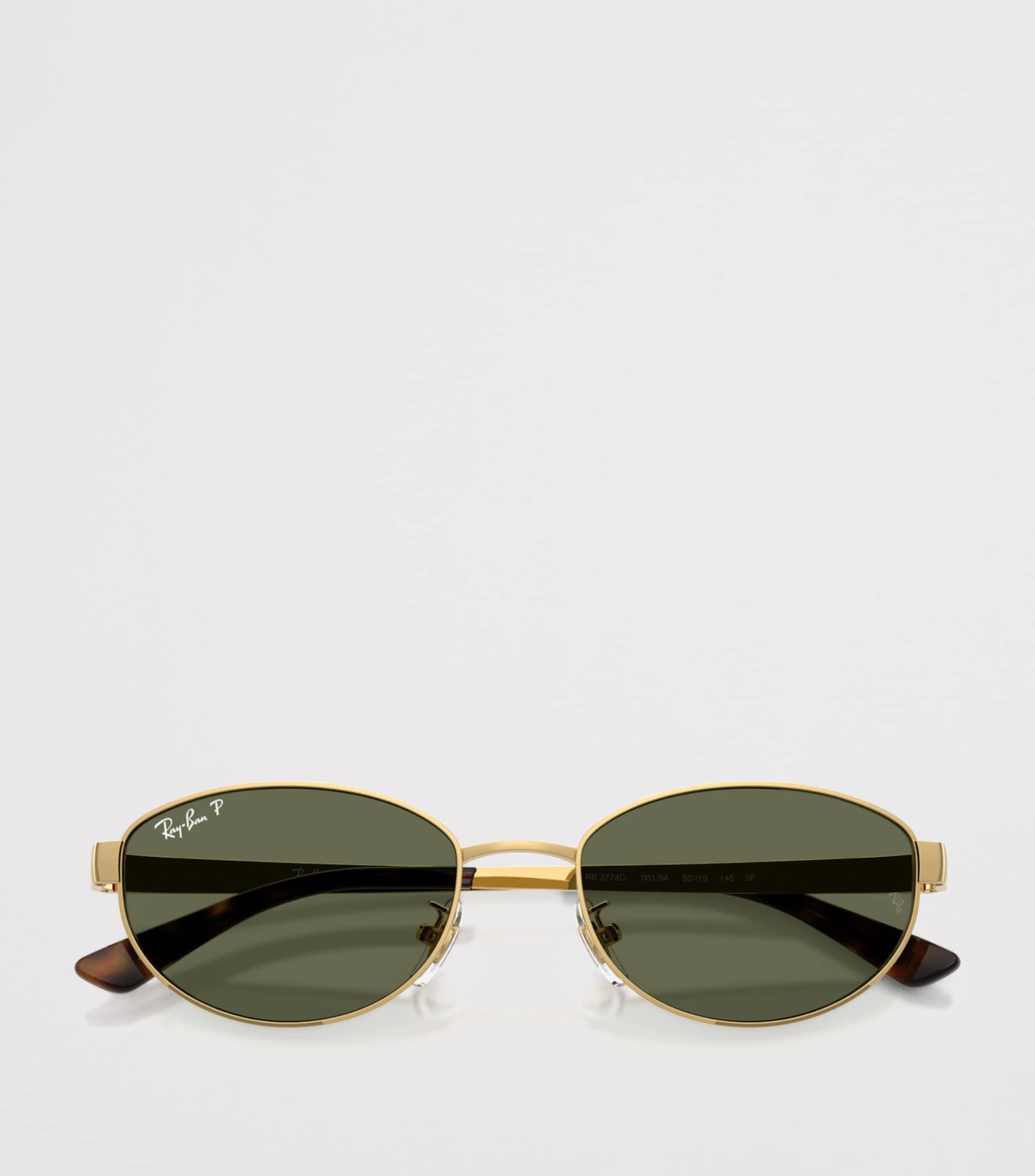 Ray-Ban RB3774D metal oval sunglasses gold-tone, imported from the UK