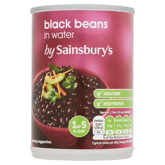 Sainsbury's Black Beans in Water 400g (235g*) Cooking from scratch Sainsburys   