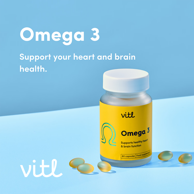 Vitl Omega 3 high-strength DHA EPA supplements 60 capsules, UK version