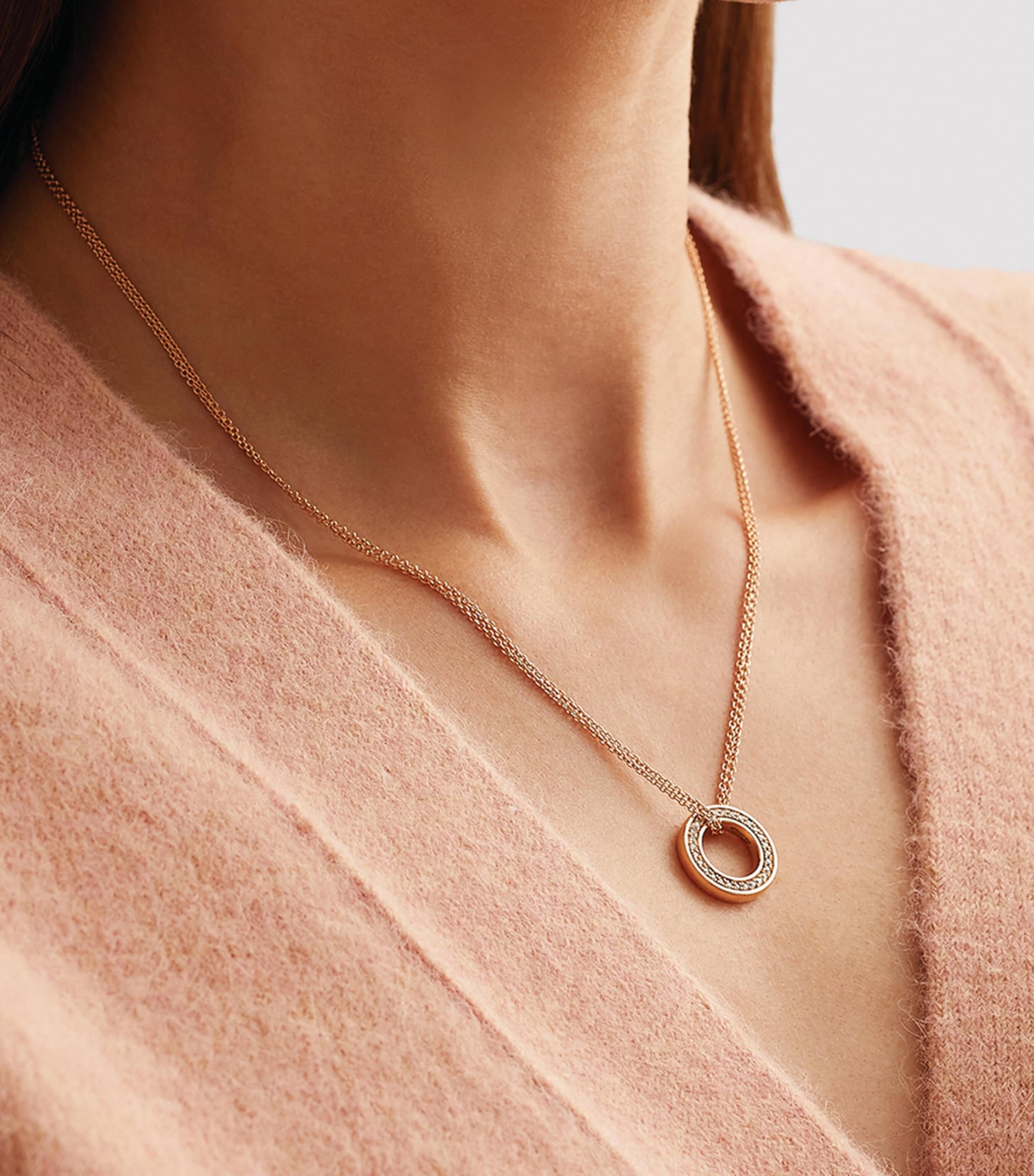 Boodles rose gold diamond medium pendant, UK version