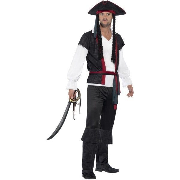 Smiffys Aye Aye Pirate Captain Costume with hat and hair (British brand)
