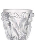 Lalique crystal vase with embossed Bacchus design 24cm height, UK version