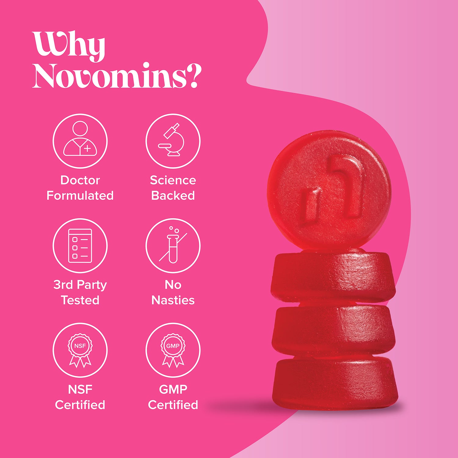 Novomins collagen peach flavoured gummies 60 count, UK version