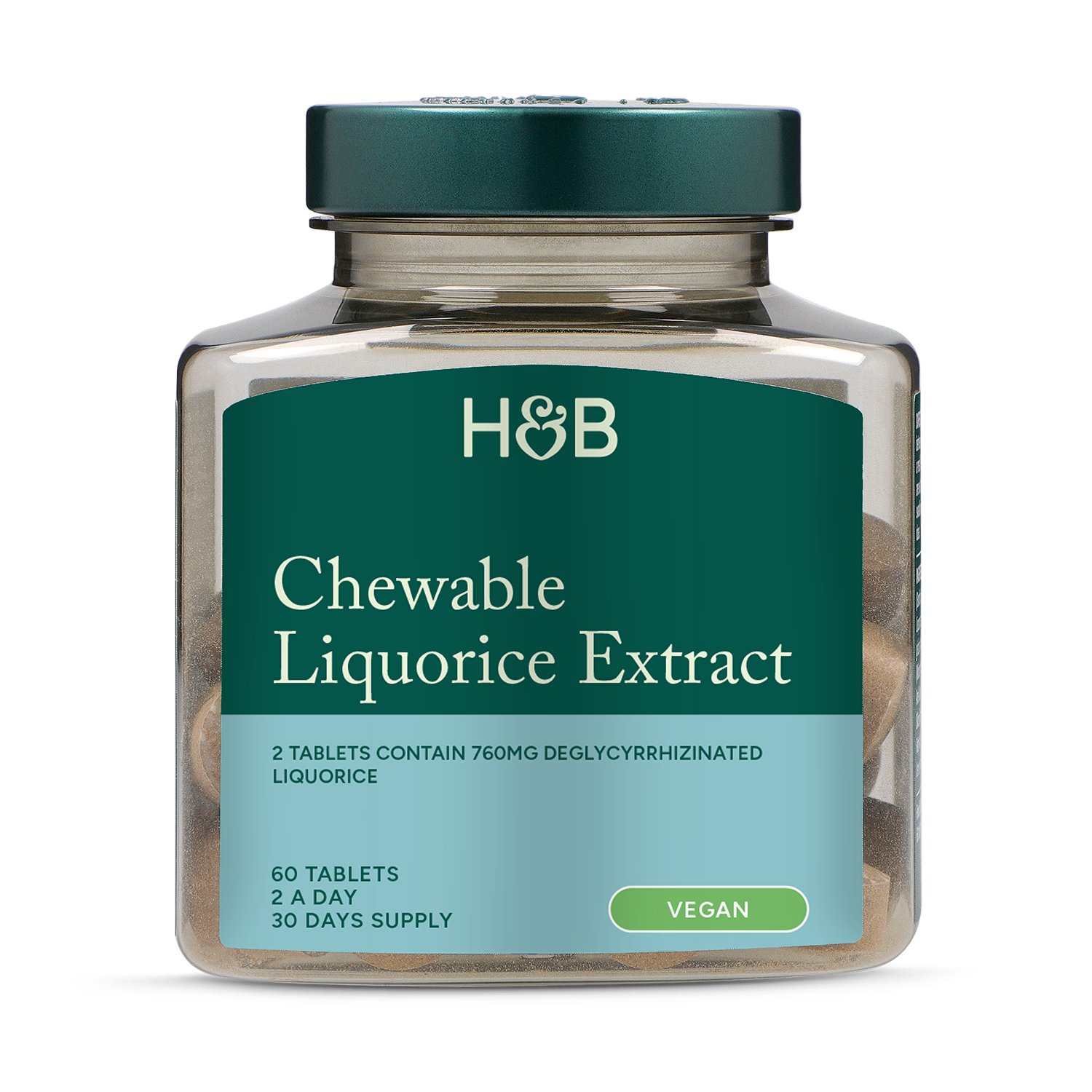 Holland & Barrett Chewable Liquorice 760mg 60 Tablets, imported from the UK