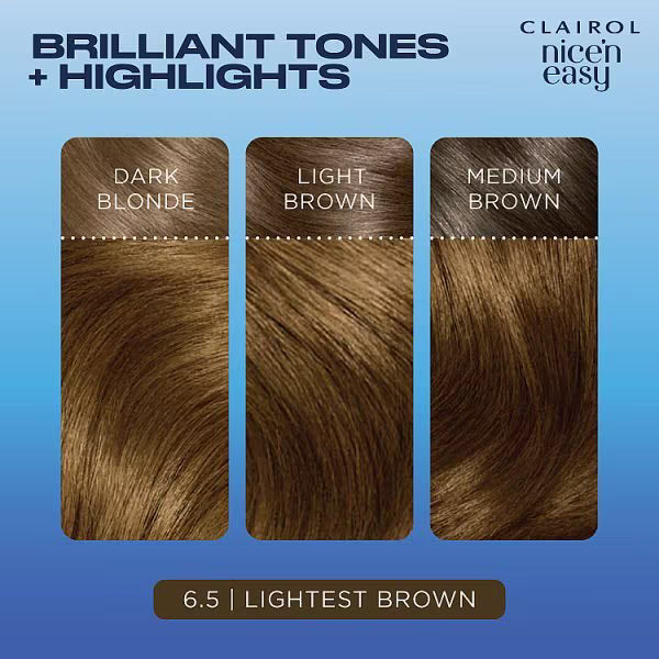 Clairol Nice'N Easy 6.5 Lightest Brown Permanent Hair Dye - British product