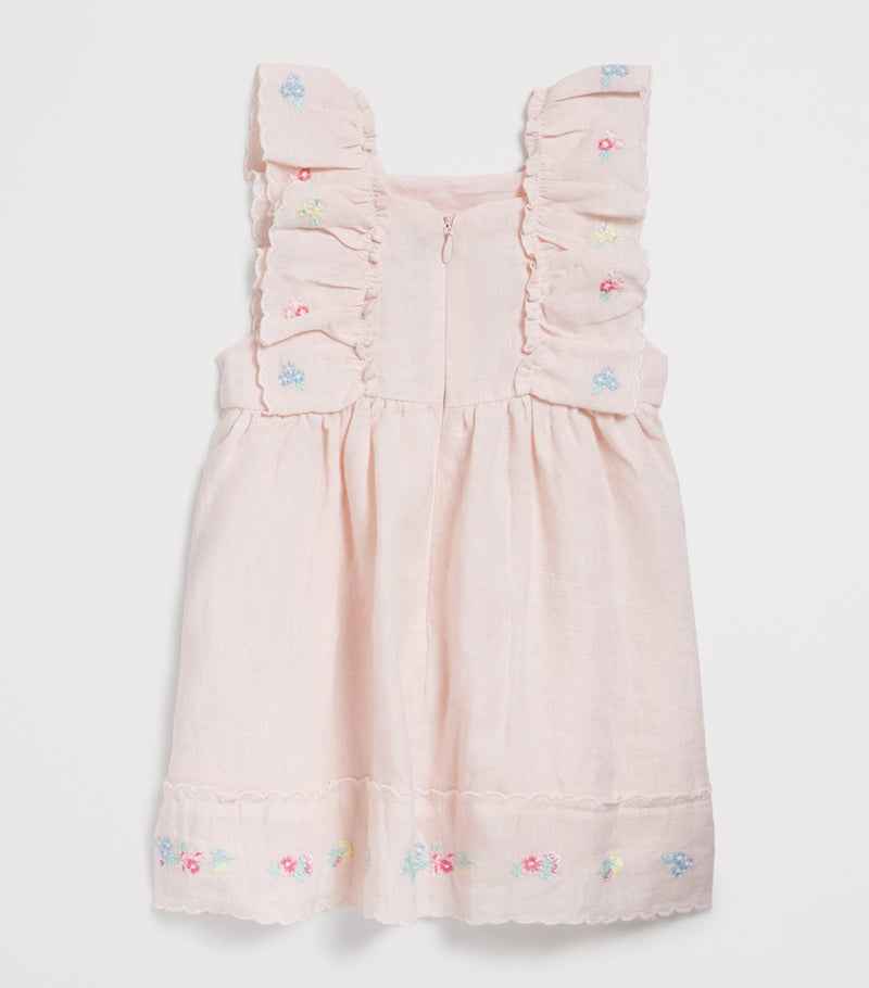 Tartine et Chocolat linen embroidered floral dress for ages 3 months to 4 years (British brand)