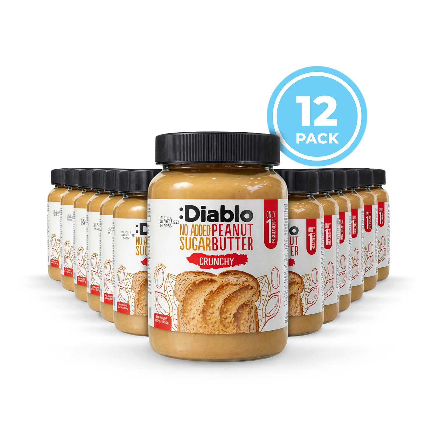 Diablo crunchy peanut butter no added sugar 350g (British brand)