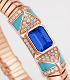 Bvlgari Tubogas bracelet rose gold diamonds tanzanite turquoise - British product