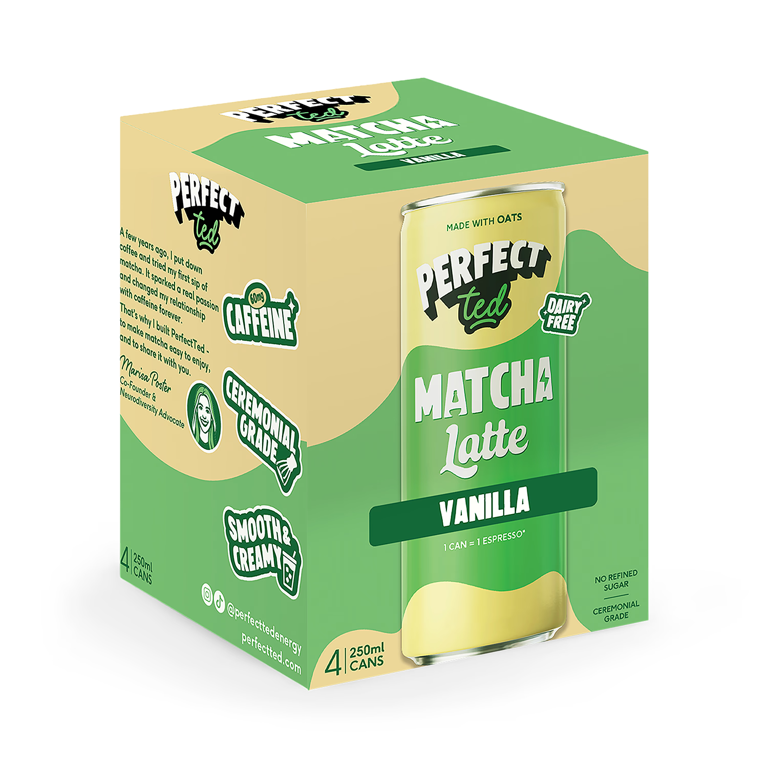 PerfectTed matcha latte vanilla 4x250ml (British brand)