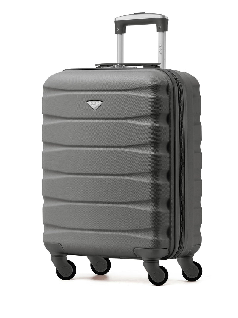 Flight Knight Charcoal 55x40x20cm Ryanair Priority 4 Wheel ABS Hard Case Cabin Carry On Hand Luggage