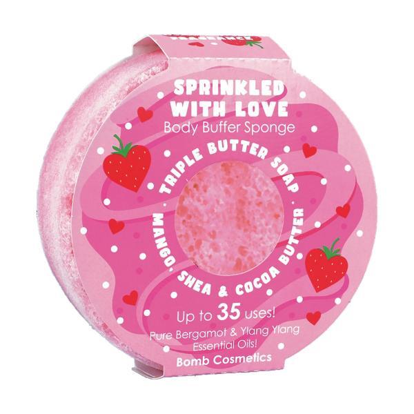Bomb Cosmetics Body Buffer Soap Sponge Sprinkled with Love - British product