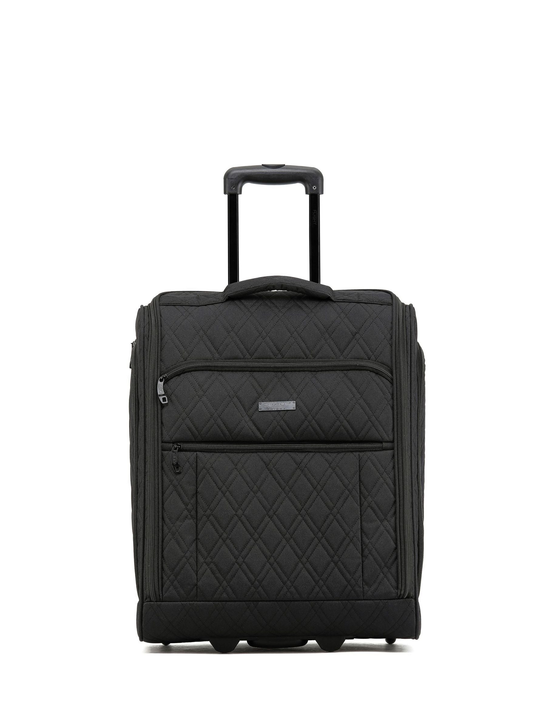 Flight Knight black quilted cabin suitcase 56x45x25cm, imported from the UK