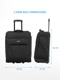 Flight Knight black quilted cabin suitcase 56x45x25cm, imported from the UK
