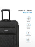 Flight Knight black quilted cabin suitcase 56x45x25cm, imported from the UK