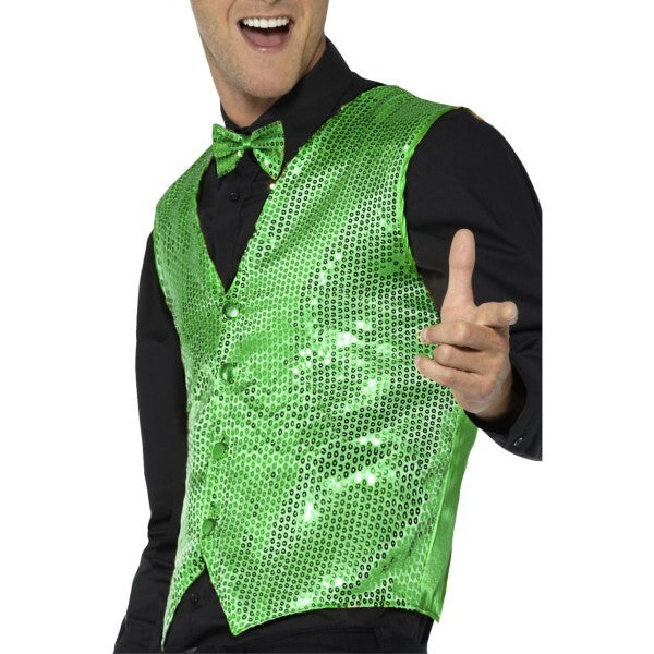 Smiffys green sequin waistcoat costume accessory (British brand)