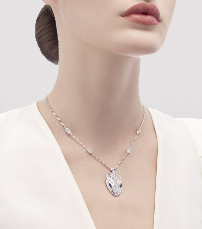 Bvlgari Serpenti Seduttori white gold necklace with diamonds, imported from the UK