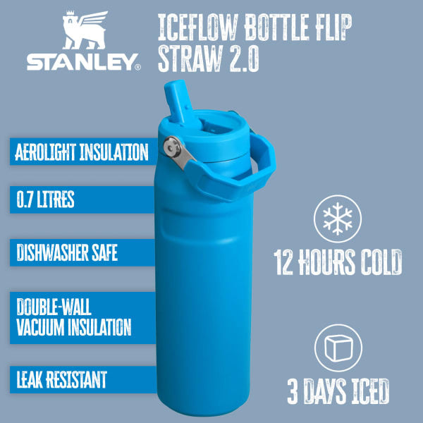 Stanley IceFlow water bottle flip straw 0.7L, imported from the UK