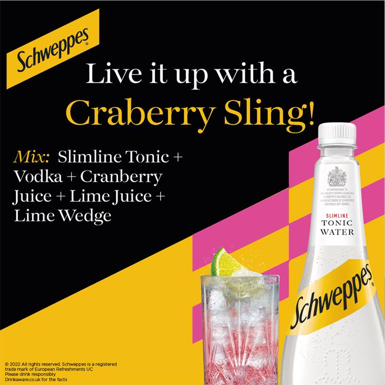 Schweppes Slimline Tonic Water bottle 1L (British brand)