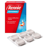Rennie peppermint antacid tablets 24 count, imported from the UK