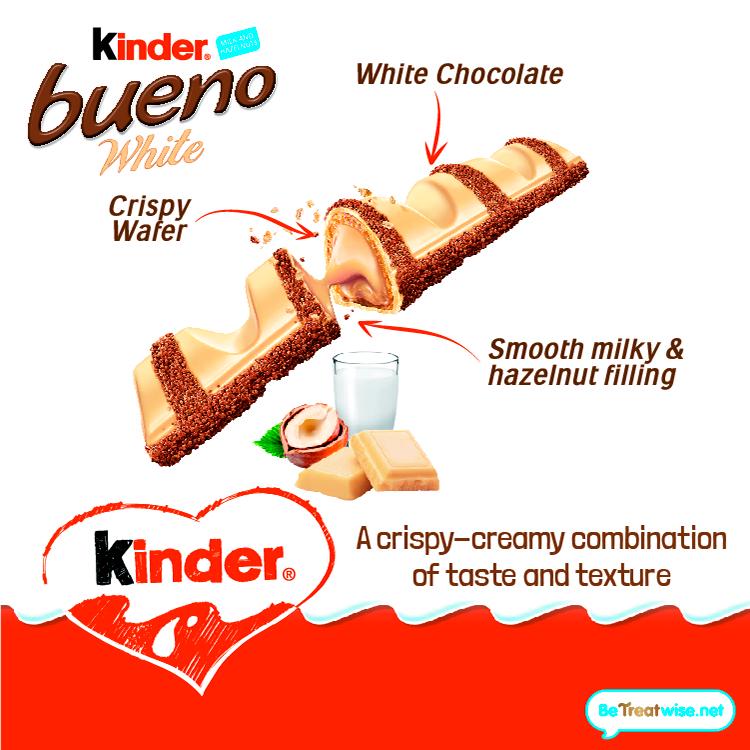 Kinder Bueno white chocolate hazelnut wafer multipack 3x43g (British brand)