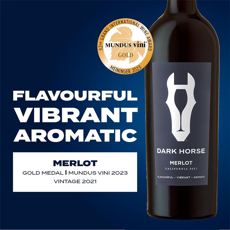 Dark Horse Merlot red wine 75cl, UK version