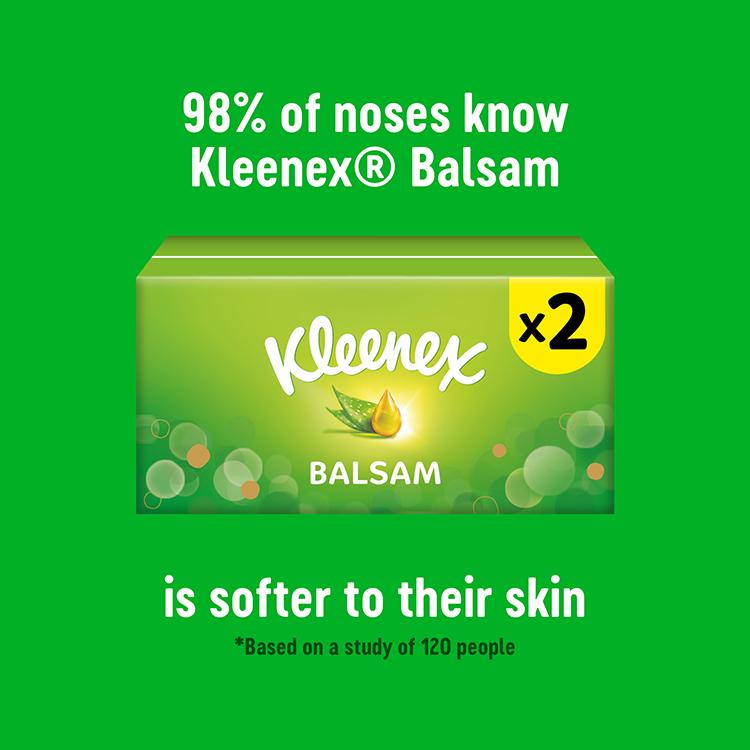 Kleenex Balsam Tissues 2x64 sheets, imported from the UK