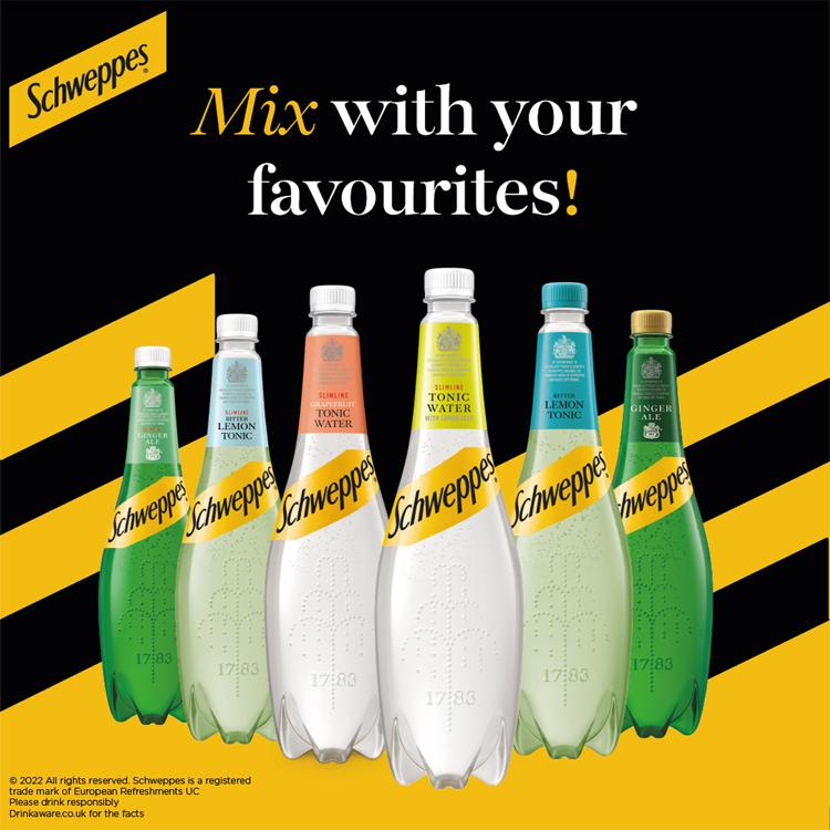 Schweppes Bitter Lemon soft drink 1L, imported from the UK