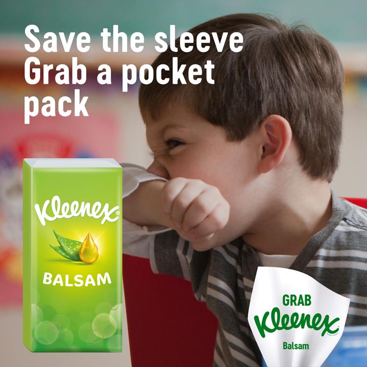 Kleenex Balsam pocket pack tissues 8x9 sheets, UK version