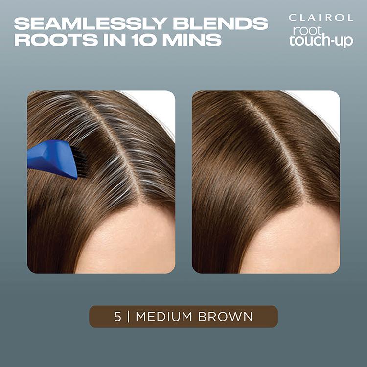 Clairol root touch-up hair dye medium brown 5, UK version
