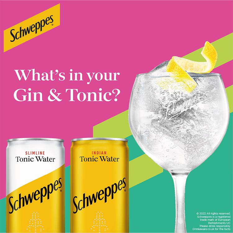 Schweppes Slimline tonic water 12x150ml (British brand)