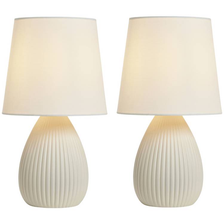 BHS Allium ceramic table lamp pair in cream, UK version