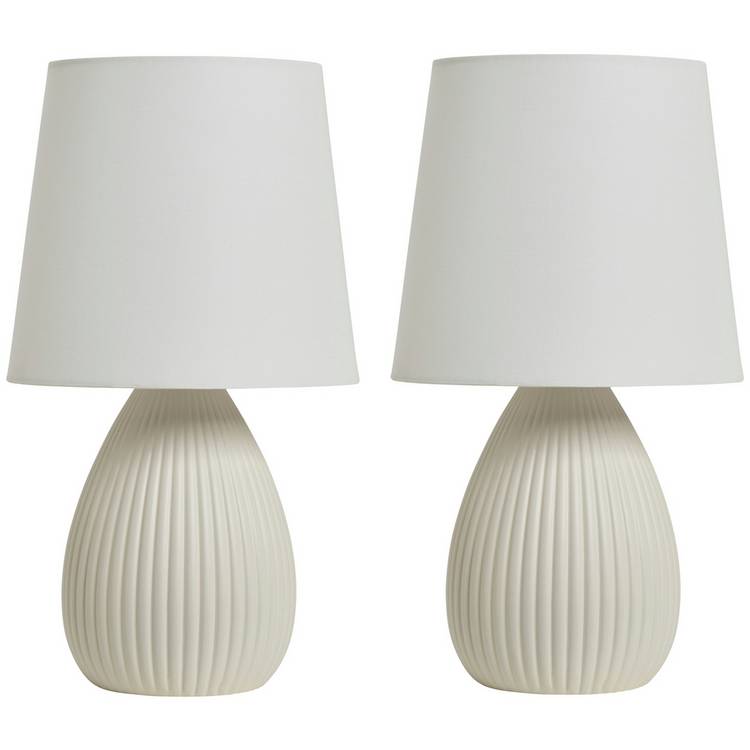 BHS Allium ceramic table lamp pair in cream, UK version