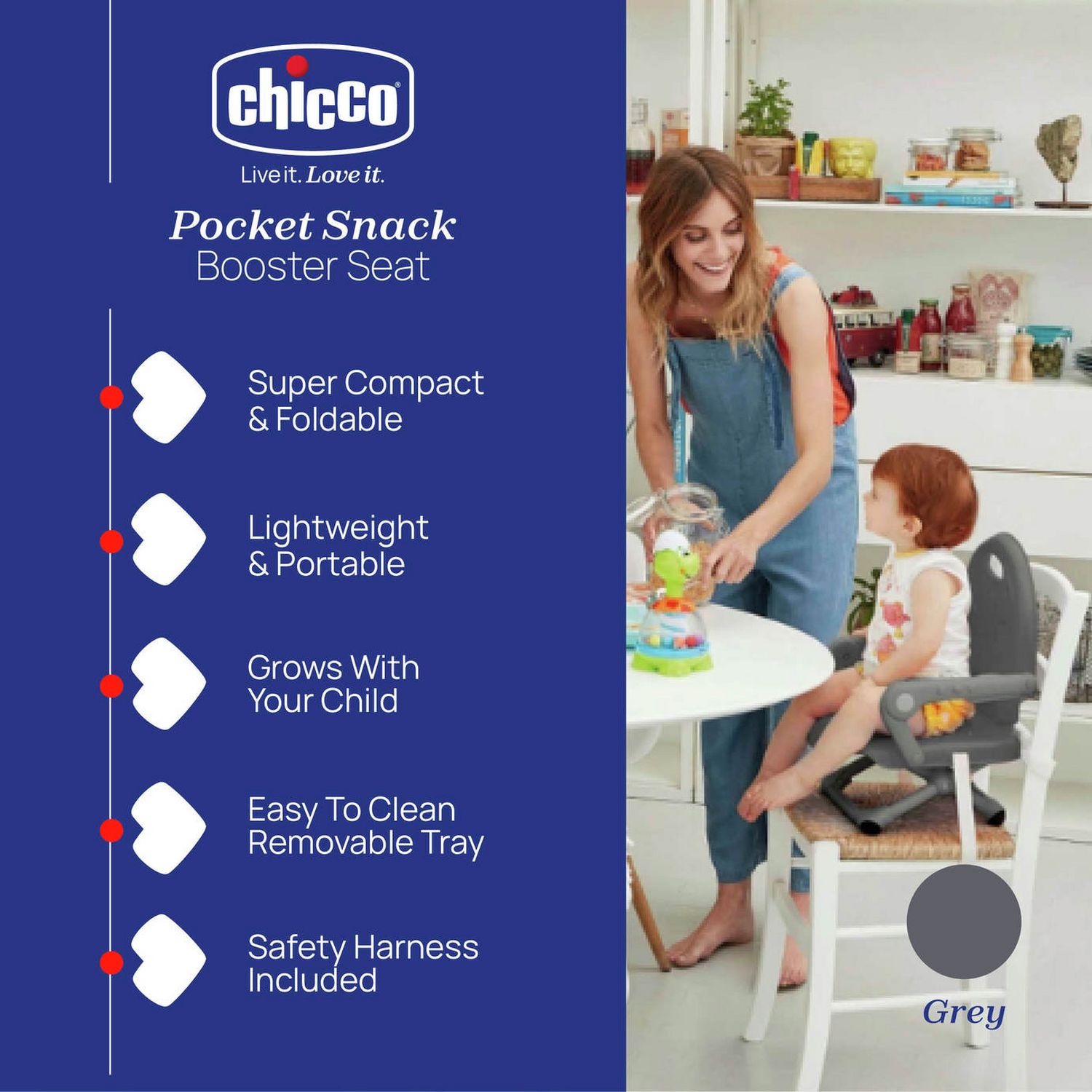 Chicco Pocket Snack booster seat grey (British brand)