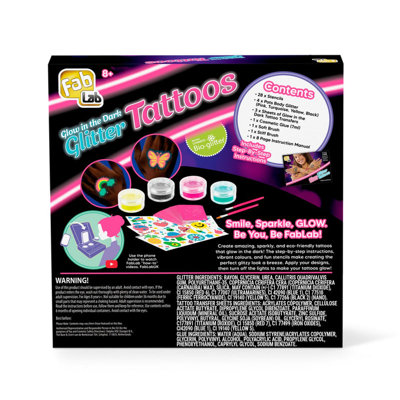 FabLab glow in the dark glitter tattoo kit - British product