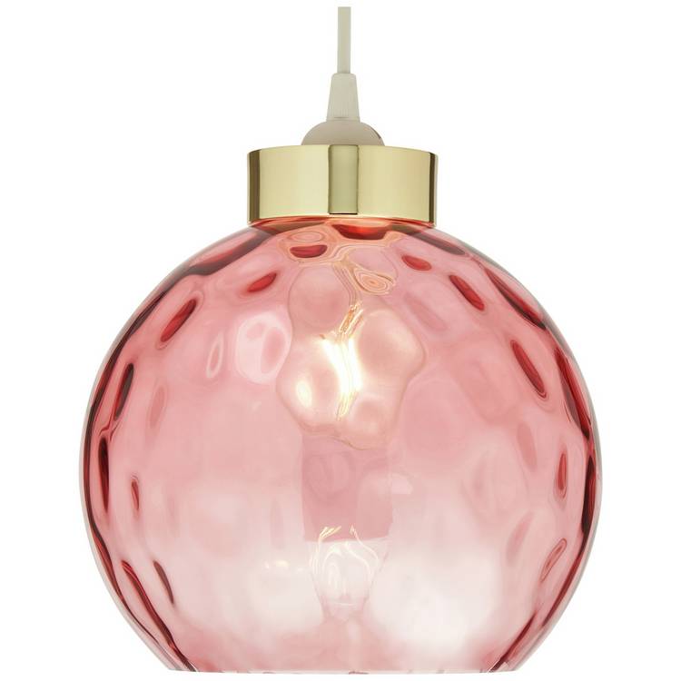 BHS dimple pink glass lampshade 21.5cm, imported from the UK
