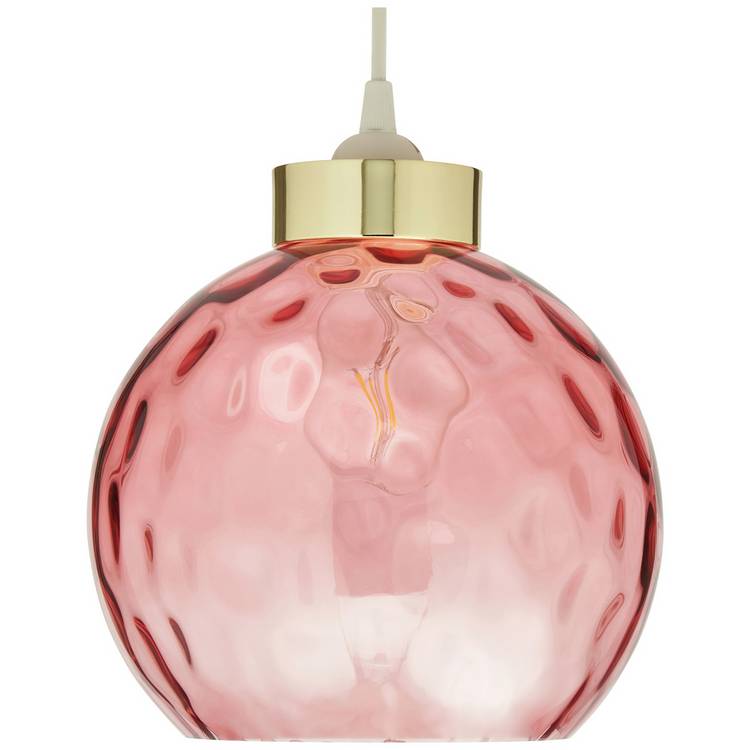 BHS dimple pink glass lampshade 21.5cm, imported from the UK