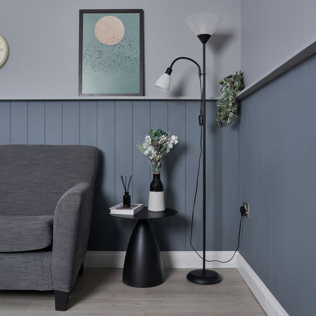 BHS metal floor lamp with adjustable reading arm black 180cm (British brand)