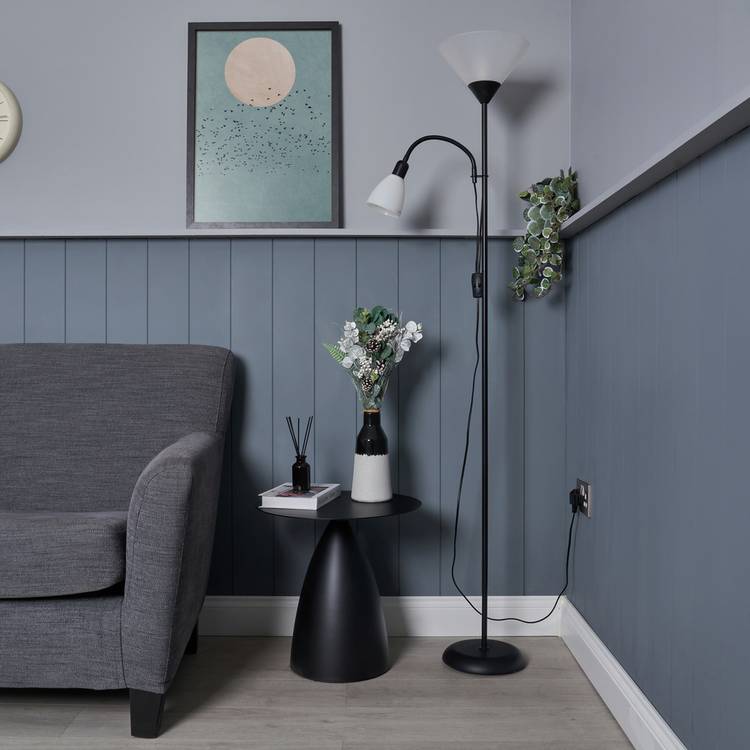 BHS metal floor lamp with adjustable reading arm black 180cm (British brand)