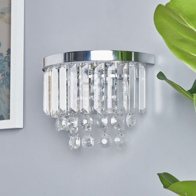 BHS Monroe Glass 2 Light Wall Light - Chrome