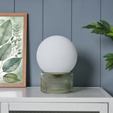 BHS Orbi opal glass table lamp green (British brand)